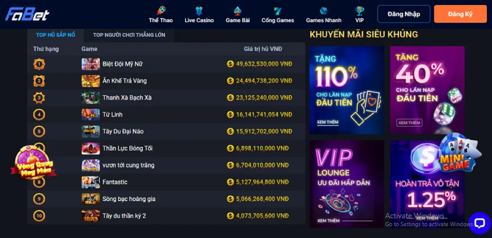 Chương trình khuyến mãi nổ hũ slot game bwin hấp dẫn